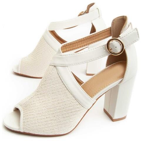 Sandalo Con Tacco Avara Bianco Bianco Materiale Sintetico - Foto 1