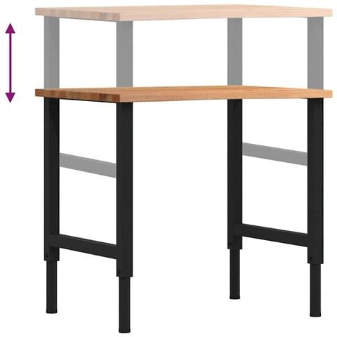 Banco Lavoro Marrone Chiaro 80x60x(71,5-98) cm Legno di Rovere - Foto 9