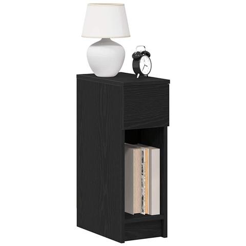 Comodino con Cassetto Rovere Nero 20x36x60 cm - Foto 2