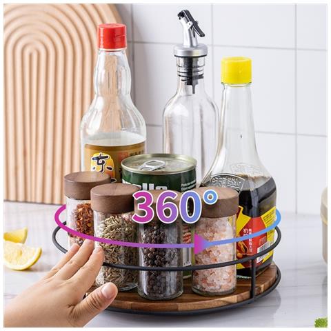 Vassoio Girevole Da Tavolo In Legno Massello: Organizzazione A 360° Per Cucina E Altro 9 Inch - Foto 5
