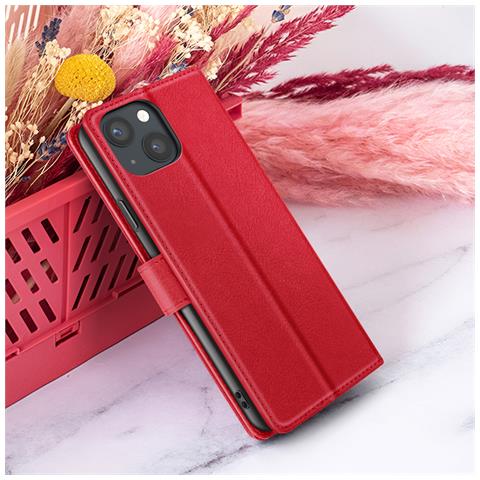 Custodia A Portafoglio Per Iphone 13 Con Supporto E Linguetta Magnetica, Rosso - Foto 2