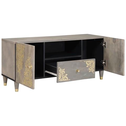 Mobile TV con cassetto Grigio e Oro 105 x 33.5 x 46 cm - Foto 2