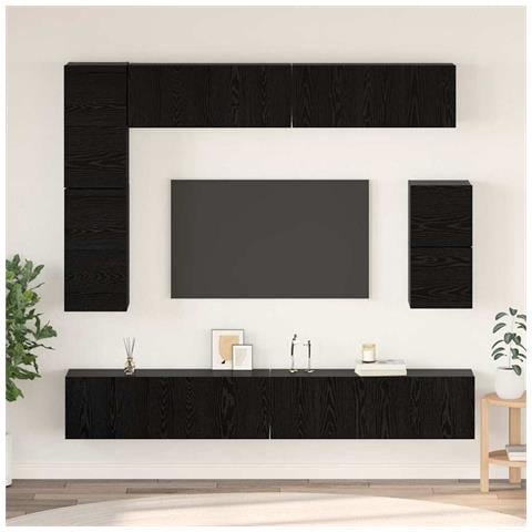 Set mobile TV 8 pcs Rovere Nero Legno multistrato - Foto 2