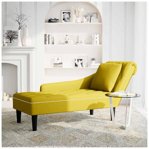 Sdraio con Cuscino e Bracciolo Destro in Velluto Giallo - Foto 2