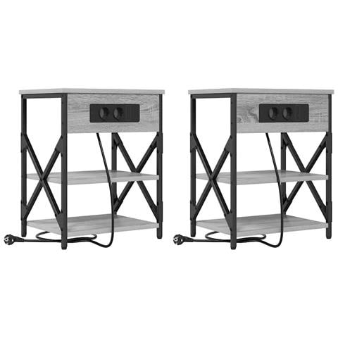 Comò con stazione di ricarica 2 pcs Grigio sonoma - Foto 1