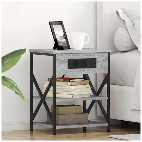 Comò con stazione di ricarica 2 pcs Grigio sonoma - Foto 2