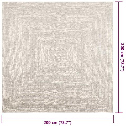 Tappeto ZIZUR Crema 200x200 cm Aspetto Iuta Interni ed Esterni - Foto 9