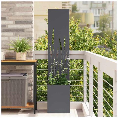 Vaso da Giardino con Pannello Decorativo Antracite 32 x 140 cm - Foto 2