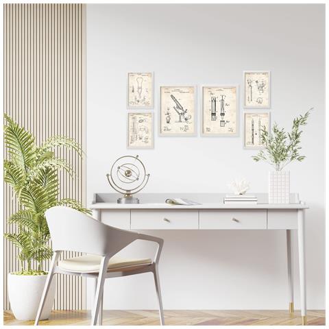 Set Di 6 Stampe Poster Con Brevetti Medici Poster Con Immagini Di Brevetti Retrò Design D'interni In Stile Vintage A3 & A4 Cornice Bianca - Foto 6