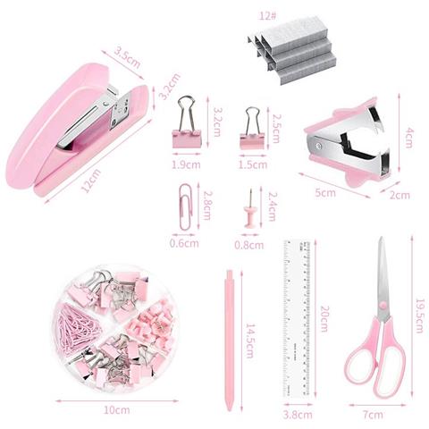 Set Di Graffettatrici Rosa - Kit Completo Di Cancelleria Per Ufficio Con Levapunti E Dispenser Di Nastro - Foto 3