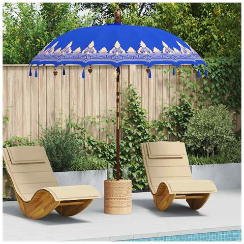 Parasol Balinese Blu (210-220) x 260 cm Cotone e legno massello - Foto 2