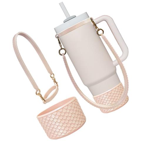 Set Di Tazze In Silicone Con Motivo A Squame Di Pesce: Manicotto Protettivo, Manico E Base - Vari Colori Pink - Foto 2