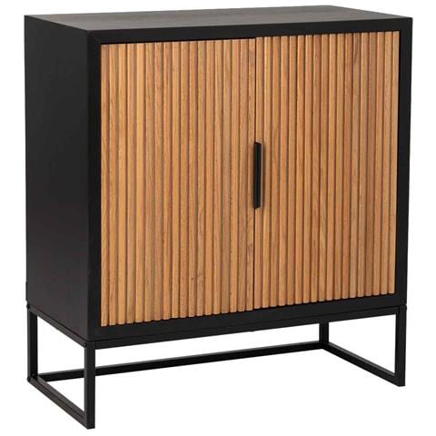 Credenza Con 2 Ante In Legno E Metallo Nero 80x39,5x89 - Foto 1