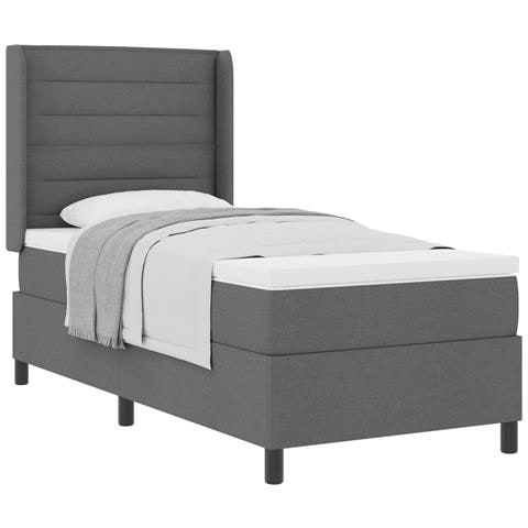 Letto a molle con materasso Grigio scuro 90 x 200 cm Tessuto - Foto 1