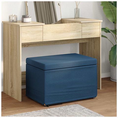 Pouf Blu 61 x 41 x 40 cm Tessuto e Legno Ingegnerizzato - Foto 2