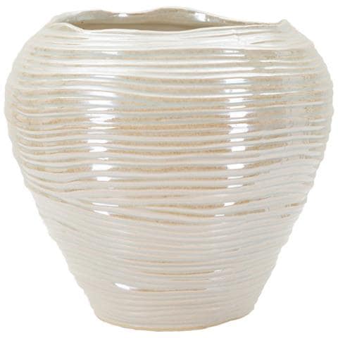 Vaso Perly Round In Ceramica Perlata Con Decoro A Conchiglia - Foto 1