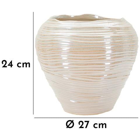 Vaso Perly Round In Ceramica Perlata Con Decoro A Conchiglia - Foto 7