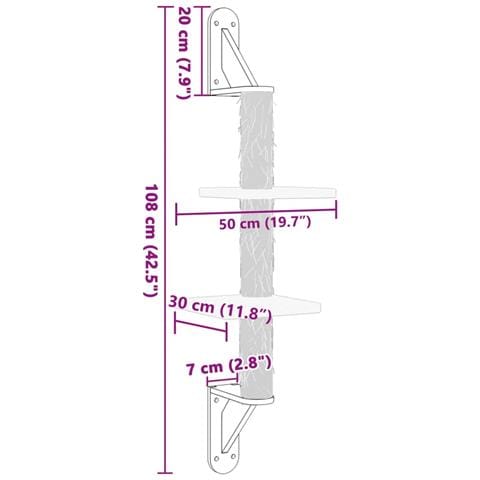 Albero per Gatti con Tiragraffi a Parete Crema 108 cm - Foto 7