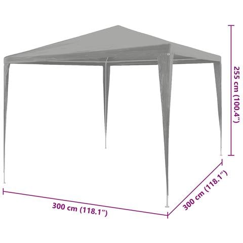Tenda Party Grigio chiaro 300 x 300 x 255 cm PE e Acciaio - Foto 7