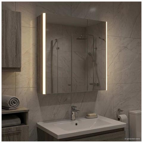 Mobiletto per specchio da bagno Grigio Sonoma - Foto 2