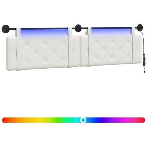 Testiera sospesa Con luce LED Bianco Similpelle - Foto 1