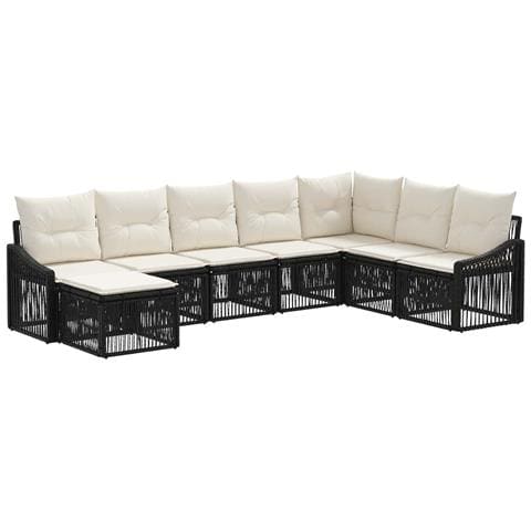 Set Divano da Giardino 8 pcs Nero polyrattan - Foto 1