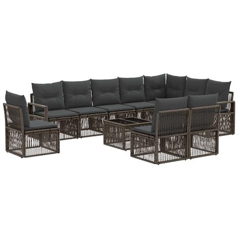 Set Divano da Giardino 11 pcs Grigio polyrattan - Foto 1