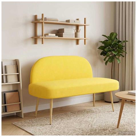 Panchina imbottita con schienale Giallo chiaro 110 x 60 x 76 cm - Foto 2