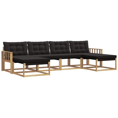 Set di divani da esterno con cuscino 6 pcs Bianco e Nero - Foto 1