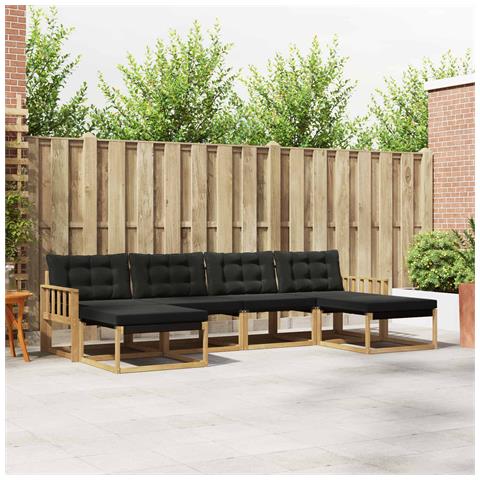 Set di divani da esterno con cuscino 6 pcs Bianco e Nero - Foto 2