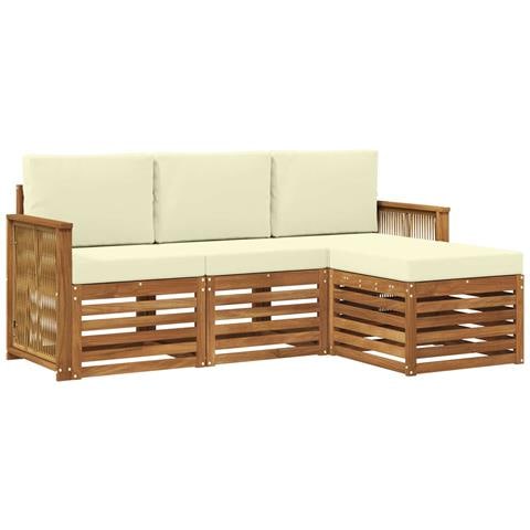 Set di divani da esterno con cuscino 4 pcs Naturale e Crema - Foto 1