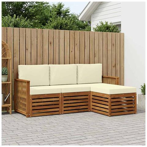 Set di divani da esterno con cuscino 4 pcs Naturale e Crema - Foto 2