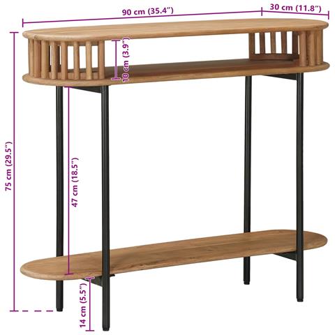 Tavolino fatto a mano Marrone Teak 90 x 30 x 75 cm - Foto 8
