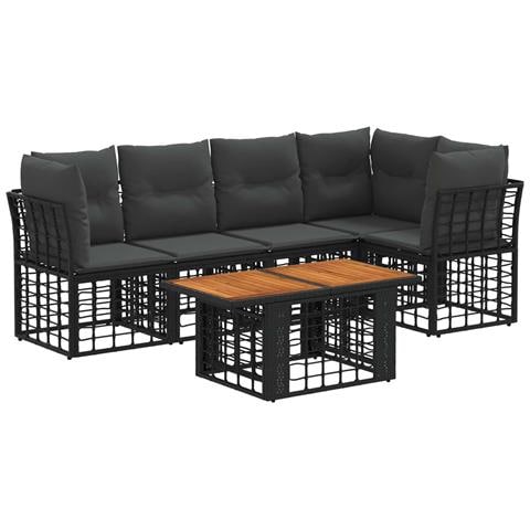 Set Divano da Giardino 6 pz Nero e Grigio scuro polyrattan - Foto 1