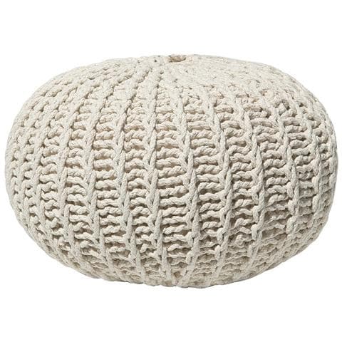 Pouf Poggiapiedi In Tessuto Beige 50 X 35 Cm Conrad Ii - Foto 1