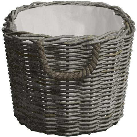 Cesta per Legna con Maniglie 59x42x28 cm Salice Grigia - Foto 2