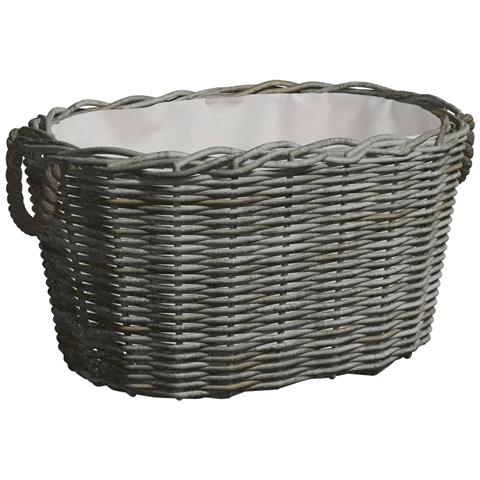 Cesta per Legna con Maniglie 59x42x28 cm Salice Grigia - Foto 1