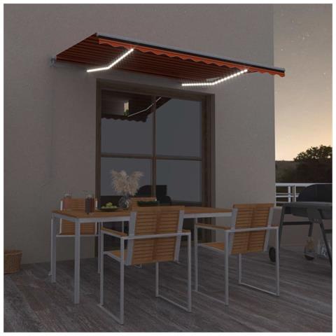 Tenda da Sole Retrattile con LED 350x250 cm Arancione e Marrone - Foto 7