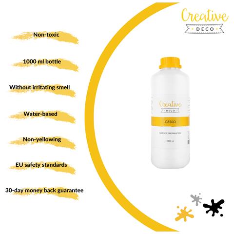 1l Gesso Acrilico Bianco | Colori Acrilici | Professionale Preparazione Alla Pittura | Primer Liquido | Copertura Perfetta | Consistenza Sottile | Ideale Per Legno Carta Vetro - Foto 5