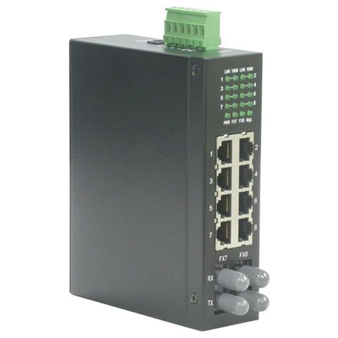 Industrial Switch, 6x RJ-45, 2x ST, unmanaged, ST, 106 x 40 x 140 mm - Foto 1