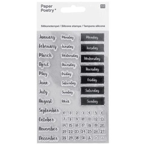 Timbro In Silicone 9,5 X 15 Cm - Calendario In Corsivo - Foto 1