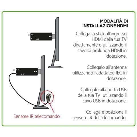Decoder Digitale Terrestre T2 Stick con Alimentato Porta USB della TV DVB-T2 HEVC Main 10 (10bit) Risoluzione Video Full HD Colore Nero - Foto 5