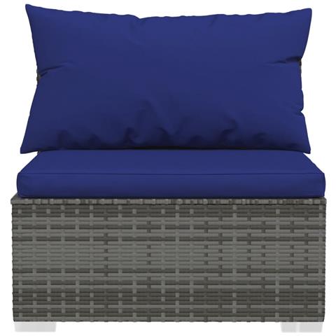 Set Divani Da Giardino 6 Pz Con Cuscini In Polyrattan Grigio - Foto 8