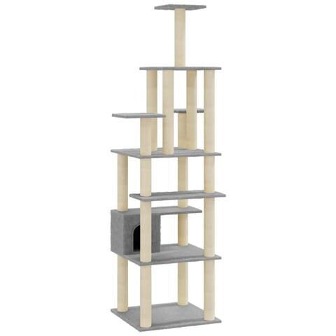 Albero Per Gatti Con Tiragraffi In Sisal Grigio Chiaro 183 Cm - Foto 2