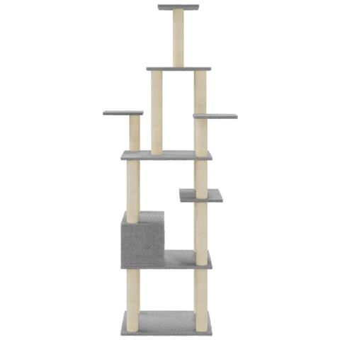 Albero Per Gatti Con Tiragraffi In Sisal Grigio Chiaro 183 Cm - Foto 8