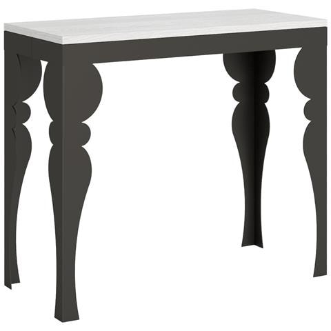 Consolle Allungabile 90x40/196 Cm Paxon Small Evolution Telaio Antracite - Bianco Frassino - Foto 5