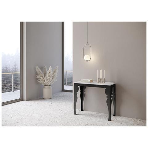 Consolle Allungabile 90x40/196 Cm Paxon Small Evolution Telaio Antracite - Bianco Frassino - Foto 2
