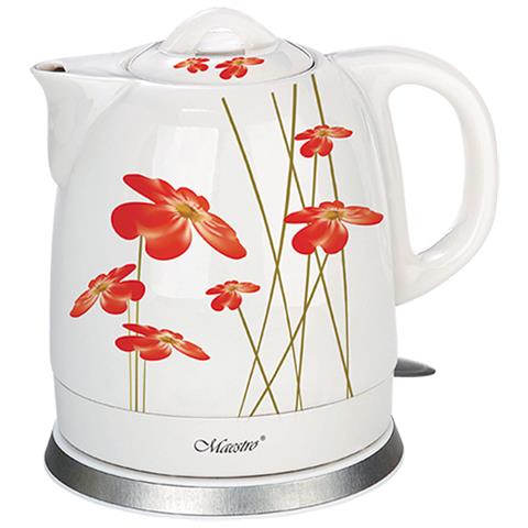 MR-066-RED FLOWERS bollitore elettrico 1,5 L 1200 W Rosso, Bianco - Foto 4