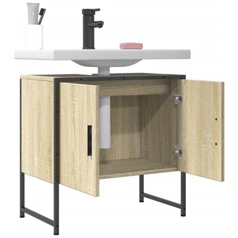 Mobile Lavabo Bagno Rovere Sonoma 60x33x60 Cm Legno Multistrato - Foto 2