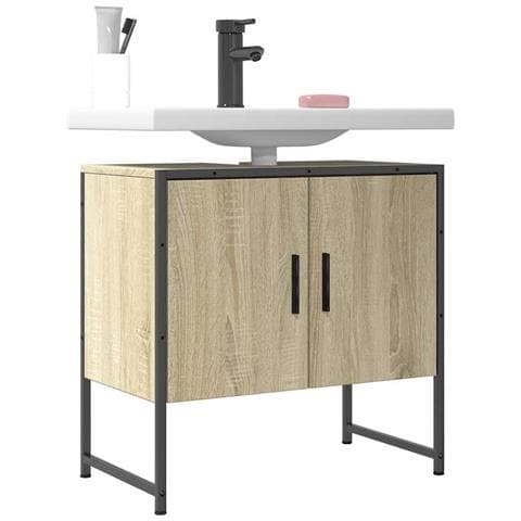 Mobile Lavabo Bagno Rovere Sonoma 60x33x60 Cm Legno Multistrato - Foto 10